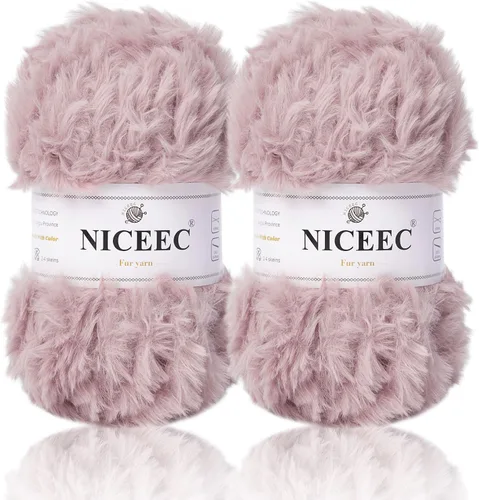 Miniatura 77 de NICEEC Hilo de Pelo Sintético Super Suave, Grueso y Esponjoso, Hilo de Pestañas para Crochet y Tejido (Longitud Total 192m/9.1kg) - Otoño/300g