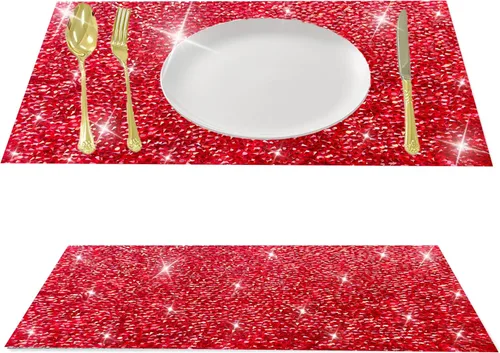 Miniatura 34 de Juego de 1 mantel individual redondo en negro, manteles individuales brillantes resistentes al calor, lavables, para cena, cocina, boda, decorativos