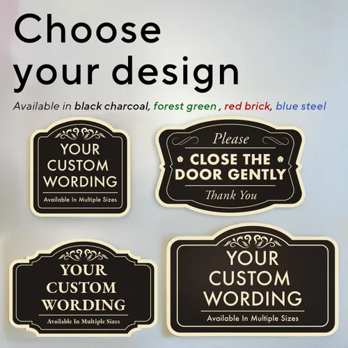 Miniatura 3 de Letreros decorativos de metal personalizados, aluminio personalizado, letreros de entrada personalizados, impermeables, diseño 2 carbón negro de 10