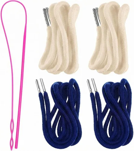 Jetec Cordones de repuesto con cordón fácil de enhebrar para pantalones deportivos, pantalones cortos, pantalones, chaquetas (beige, azul marino)