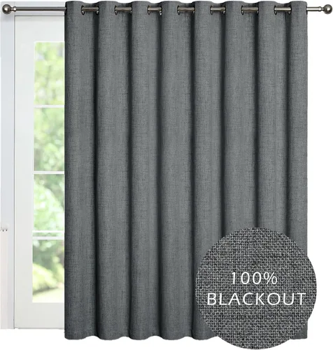 Miniatura 14 de Cortinas opacas con aspecto de lino de 84 pulgadas de largo, 100% absolutamente opacas, con aislamiento térmico, ahorro de energía, con textura, 2