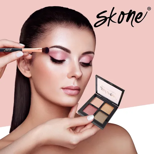 Miniatura 5 de Skone Sombra de ojos de champán rosa cuádruple, maquillaje de ojos ahumados, tonos brillantes de champán, forma de polvo, dirigido a mujeres, 0.71