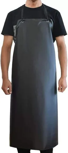 LRUUIDDE Delantal de vinilo de goma impermeable negro – Delantales ligeros de 43 pulgadas – Plástico industrial resistente a productos químicos,