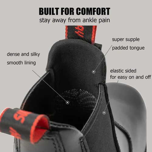 Miniatura 3 de SUREWAY Botas de trabajo sin cordones para hombre, mejoradas antideslizantes/resistentes al agua, peligro eléctrico, botas de trabajo mecánico