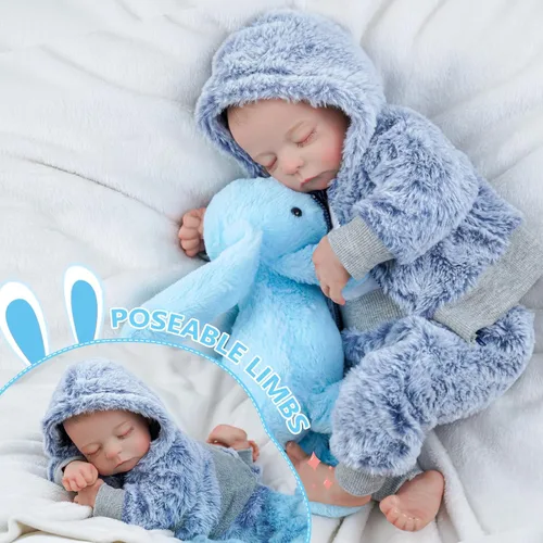 Miniatura 5 de BABESIDE Muñecas de Bebé Reborn Realistas de Silicona de Cuerpo Completo para Niños Varones - 17 Pulgadas Sensación de Bebé Real Muñeca de Bebé Azul