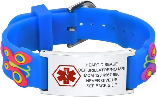 Miniatura 45 de Pulsera de Identificación Médica Personalizada para Niños - Pulsera de Identificación de Silicona Linda para Autismo Alergia Convulsiones