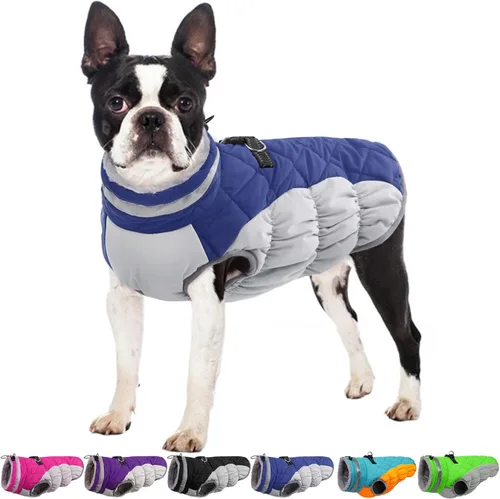 Abrigo de invierno para perro, chaqueta grande para perro, chaqueta impermeable para mascotas con cremallera trasera, abrigo para mascotas con arnés