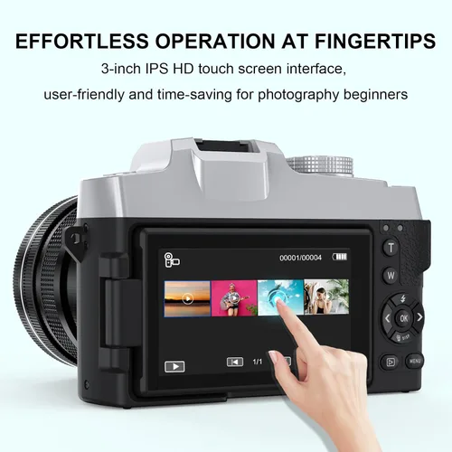 Miniatura 5 de Yatao Cámaras para Fotografía y Vlogging, Cámara Digital 4K de 75 Megapíxeles con Pantalla Táctil Giratoria, Zoom Óptico 10X, WiFi, Tarjeta TF