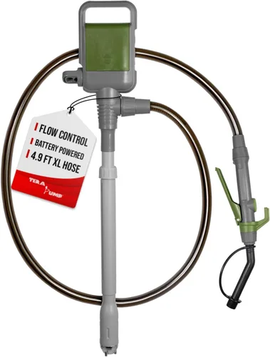 Miniatura 10 de TERA PUMP Bomba de transferencia de combustible portátil TRCDM de 2ª generación con boquilla de control de flujo (2.6 galones/minuto), tubo