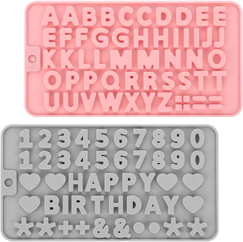 Miniatura 9 de 2 moldes de letras de silicona con números del alfabeto, moldes de caramelo de chocolate, antiadherentes, decoración de pasteles de feliz