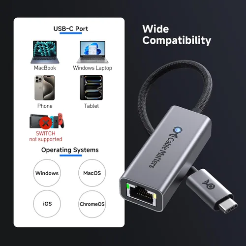 Miniatura 6 de Cable Matters Adaptador USB C a Ethernet, adaptador de red Gigabit Ethernet a USB C para 1000 Mbps, compatible con MacBook, iPhone 16 Pro/Max, iPad