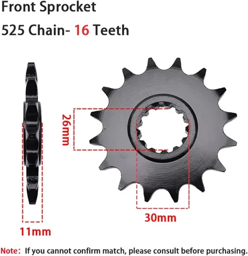 Miniatura 2 de 525 Chain 16T Front 47T Rear Sprocket Compatible with YAMAHA FZ8 FZ8N FA8S FZ-8 FZ-8N FZ-8S Fazer 39P 42P 2010 2011 2012 2013 2014 2015
