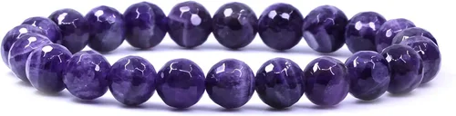 Miniatura 102 de Amandastone Pulsera elástica de cuentas redondas de 0.315 in con piedras preciosas naturales de 7 pulgadas