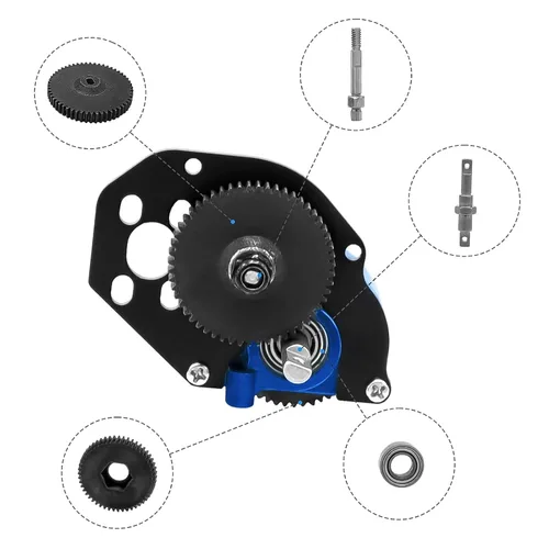 Miniatura 5 de Motor RC 050 50T Motor cepillado con caja de cambios de transmisión de aleación de aluminio para Axial SCX24 AXI00002 AXI00001 AXI90081 AXI00006 Azul