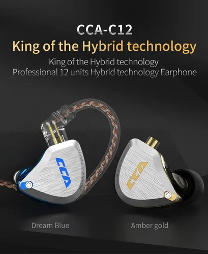 Miniatura 2 de FEDAI CCA C12 Auriculares intrauditivos híbridos, IEM 5BA+1DD Auriculares intrauditivos, carcasa de aleación de zinc+auriculares con cable de resina