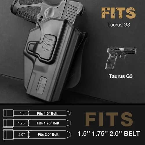 Miniatura 2 de Funda Taurus G3, funda de polímero OWB compatible con Taurus G3, funda de transporte abierta para cintura exterior, sistema de liberación de dedos