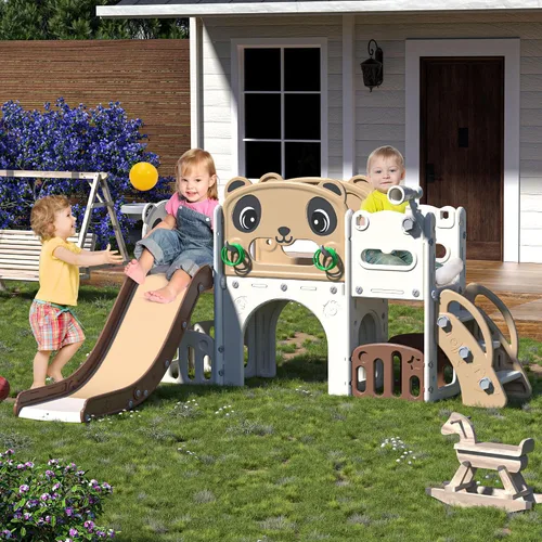 Miniatura 2 de Nyeekoy - Juego de tobogán y escalador 9 en 1 para niños pequeños, para interiores y exteriores, con aro de baloncesto, telescópico y espacio