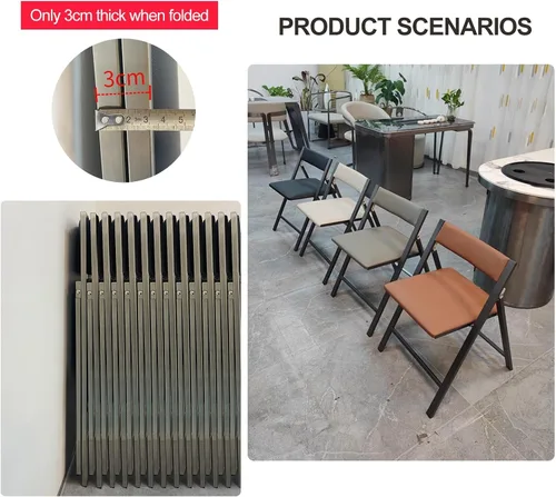 Miniatura 5 de 2 sillas deportivas para adultos, sillas de oficina plegables tapizadas, silla de salón portátil al aire libre para oficina, cocina (negro, grande)