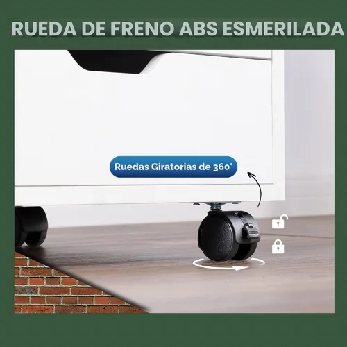 Miniatura 7 de DEVAISE Gabinete de madera con 5 cajones, armario de almacenamiento de oficina con estante ajustable y ruedas, soporte de impresora para oficina