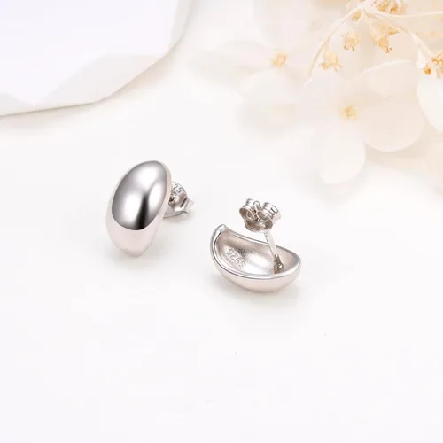 Miniatura 2 de Aretes de plata de ley S925 en forma de C, aretes de aro de cúpula gruesa para mujer, regalos de joyería