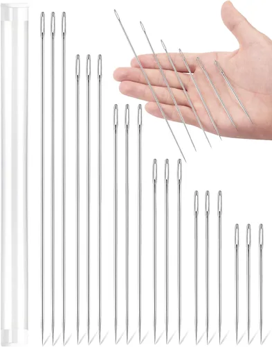 18 PIEZAS FIVEIZERO Agujas de Tapicería Profesionales de 3"/3.5"/4"/5"/6"/7" – Agujas de Coser Grandes, Aguja Larga para Proyectos de Tapicería y