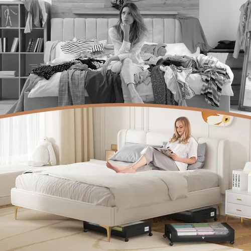Miniatura 8 de Contenedores de almacenamiento debajo de la cama con tapa transparente, almacenamiento grande debajo de la cama con ruedas, contenedores de 6.22