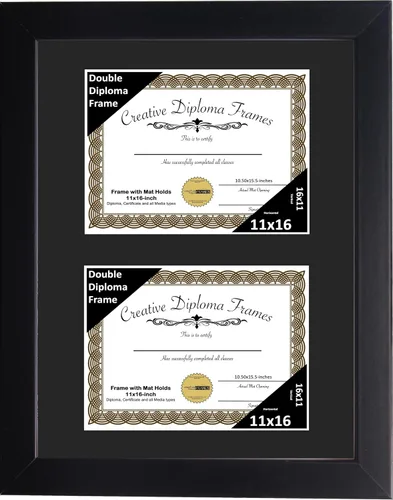 Miniatura 40 de Creative Picture Frames Marco de diploma doble clásico negro de 6 x 8 pulgadas con vidrio negro y colgador de pared instalado