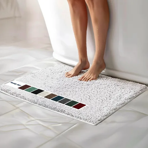 Miniatura 27 de Muddy Mat Alfombras de Baño de Chenilla de Microfibra de Secado Rápido Antideslizantes Lavables, Extra Gruesas, Suaves y Altamente Absorbentes Gris