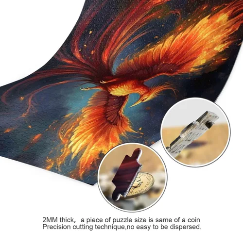 Miniatura 3 de Fire Phoenix Puzzle 1000 piezas - Rompecabezas de madera para juegos familiares - Adecuado para adolescentes y adultos