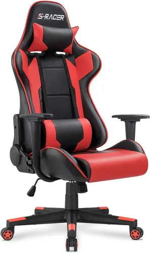 Miniatura 12 de Homall Silla de juegos, silla de oficina con respaldo alto, silla de computadora de cuero, silla de escritorio racing ejecutiva, ergonómica, Negro