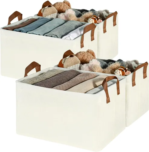 Miniatura 14 de GRANNY SAYS Storage Bins for Closet, Linen Closet Organizers and Storage Baskets with Metal Frame, Shelf Storage Bins for Organizing Bedroom Gris