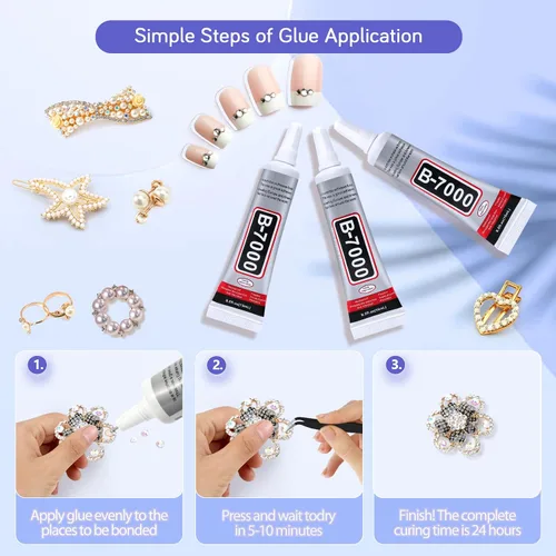 Miniatura 6 de FITTDYHE 3 piezas de pegamento para joyería - 15 ml/0.5 fl oz pegamento transparente DIY para manualidades de diamantes de imitación, adhesivo de 3