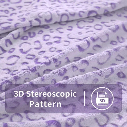 Miniatura 2 de FY FIBER HOUSE Manta de forro polar de franela de microfibra con estampado de guepardo 3D, 90 x 108 pulgadas, púrpura Leopardo morado