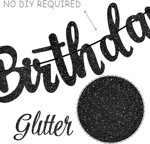 Miniatura 3 de Cartel de feliz cumpleaños con notas musicales, decoraciones de fiesta musical negra para tema de piano, suministros de baby shower
