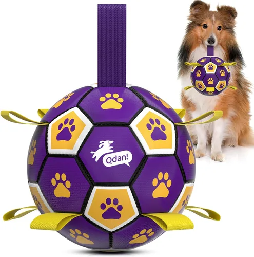 Miniatura 34 de QDAN Juguetes para perros, pelota de fútbol extragrande con correas, juguete de remolcador, juguete de agua, bolas duraderas para perros