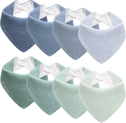 Miniatura 9 de Baberos de muselina para bebé, baberos de bandana para babeo para bebés niñas y niños, recién nacidos, niños pequeños, babeo y dentición Azul macaron