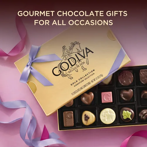 Miniatura 4 de Godiva Gold - Caja de regalo de chocolate surtido, chocolates belgas oscuros y con leche con pralinés, ganaches y caramelos, regalo gourmet