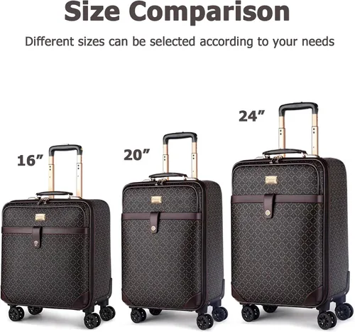 Miniatura 7 de feilario 2 Piezas Equipaje de Negocios de Cuero con Ruedas Giratorias Impermeable Maleta de Mano con Cerradura TSA - Capacidad 36-55L, Rhombus