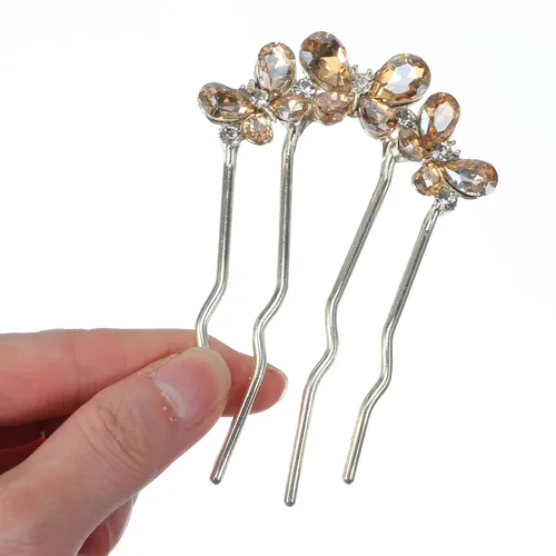 Miniatura 6 de 2 horquillas en forma de U, horquillas francesas, perlas, en forma de U, para moños, perlas, para mujeres, oro/negro