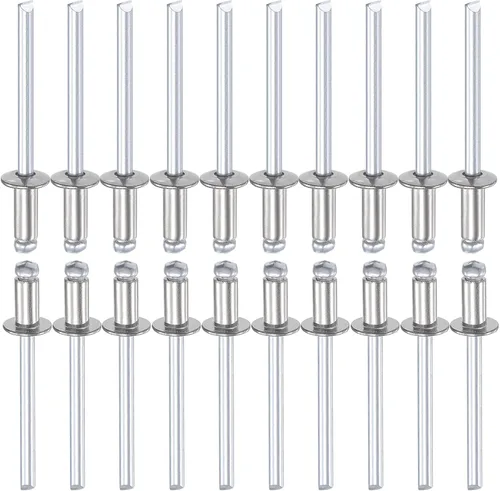 Miniatura 20 de DTGN Remaches ciegos de 0.126 in x 0.197 in (DxL) – Paquete de 100 – Bueno para la unión de maquinaria – Remache de extremo abierto de cúpula