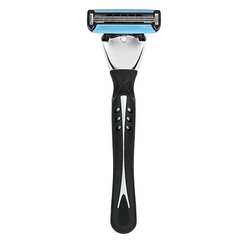 Miniatura 3 de Amazon Basics - Maquinilla de afeitar de 3 cuchillas con esfera de movimiento para hombre y lubricación dual, mango y 20 cartuchos, solo para asas