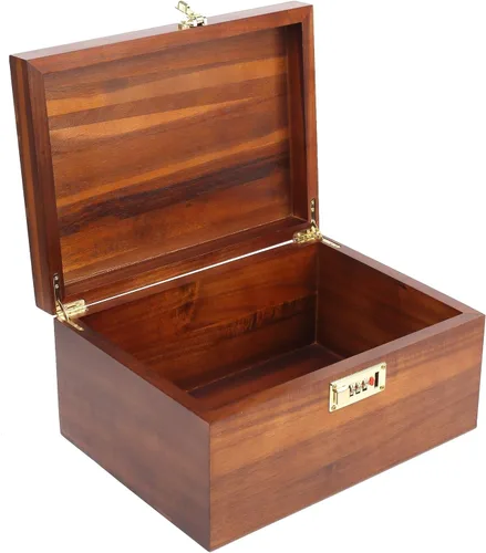 Miniatura 8 de Caja de almacenamiento grande de madera – Caja de madera con tapa para decoración del hogar, ideal para recuerdos, baratijas, joyas y fotos, 12.5 x