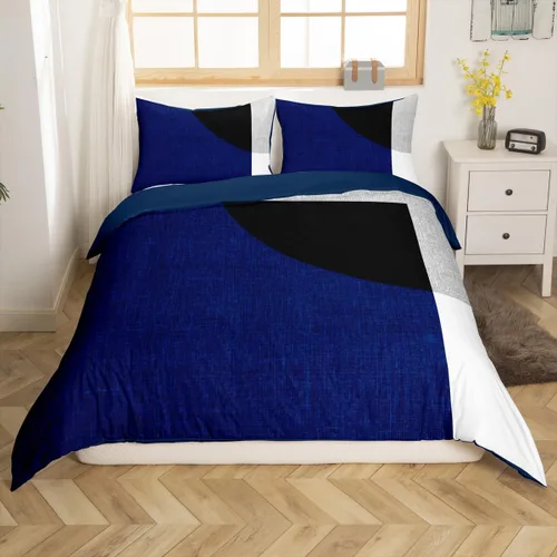 Miniatura 26 de Erosebridal Funda de edredón a rayas color negro y beige, funda de edredón bohemia moderna geométrica abstracta para mujeres, hombres y adultos