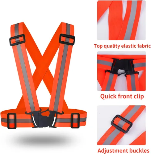 Miniatura 4 de Chaleco reflectante de 2 piezas, correas de seguridad reflectantes ajustables de alta visibilidad, equipo para correr, ciclismo, caminar, montar