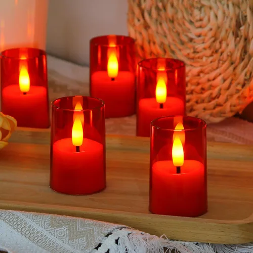 Miniatura 3 de Velas sin llama pequeñas de luz LED para té, votiva acrílica operada a batería 1.7" x 2.5" con control remoto y temporizador, paquete de 8 velas