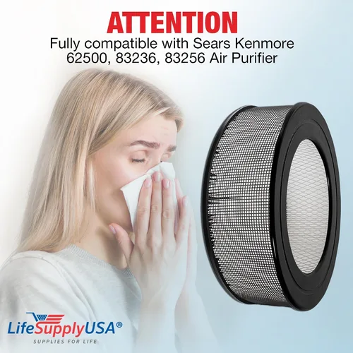 Miniatura 2 de 62500 Filtro HEPA de repuesto compatible con purificador de aire Sears Kenmore 83236, 83256 de LifeSupplyUSA