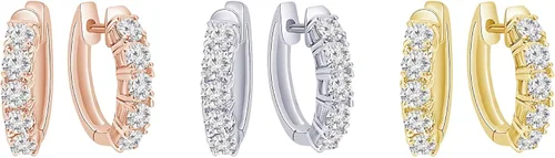 Miniatura 5 de Pendientes de aro de diamante natural de 34-6 quilates colección de valor