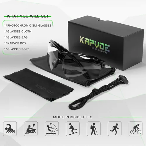 Miniatura 6 de KAPVOE Photochromic Sports Sunglasses for Men Women Cycling Sunglasses UV400 Protection MTB BMX Running Riding Bike K87 02