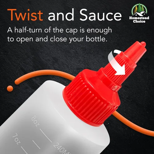 Miniatura 4 de Paquete de 6 botellas de plástico para salsas, botellas exprimibles de condimentos de 8 onzas para líquidos, botella de chorro sin BPA con tapa