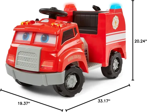 Miniatura 8 de Kid Trax Real Rigs - Camión de bomberos interactivo para niños de 1.5 a 4 años, batería y cargador de 6 voltios, efectos de sonido, rojo, grande